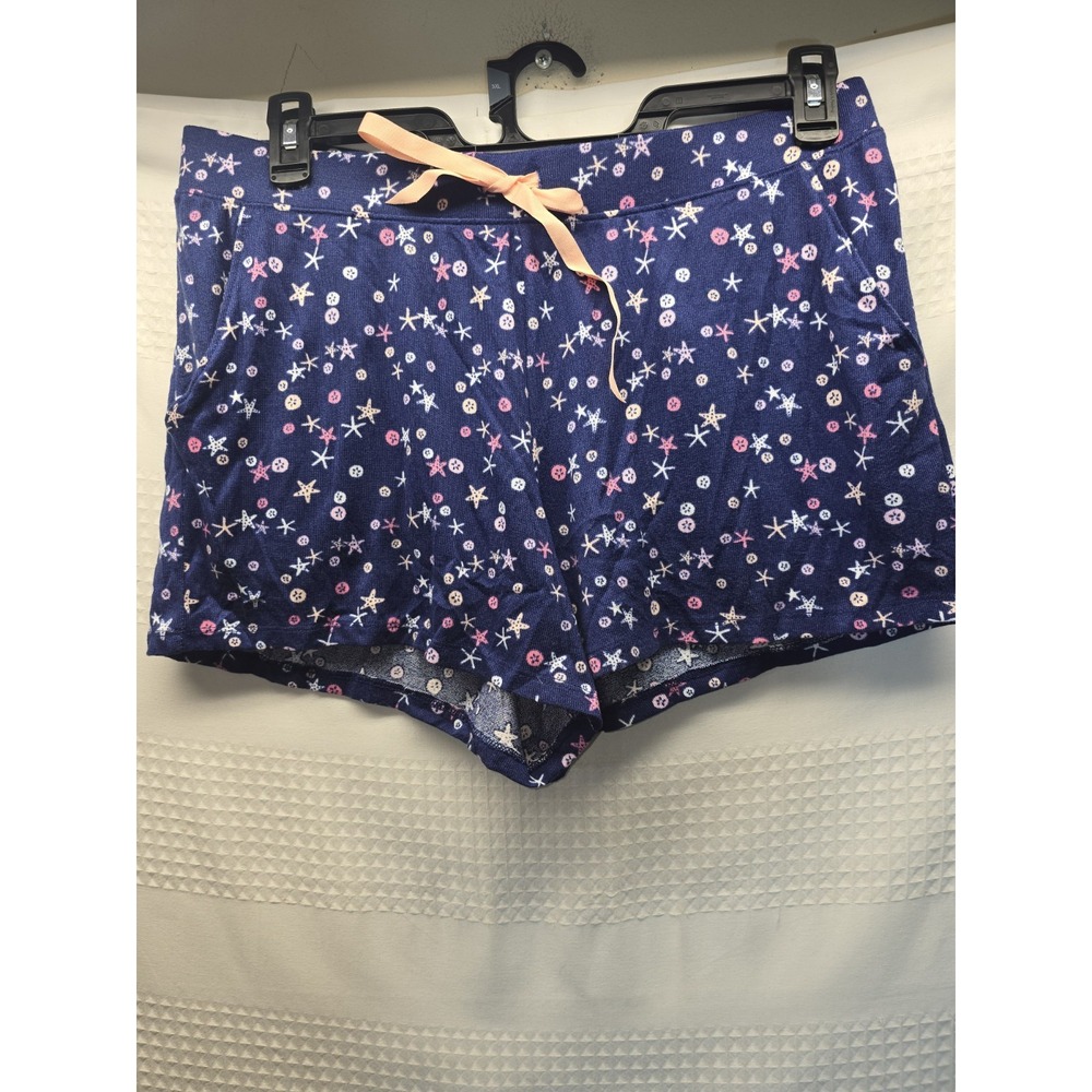 Croft & Barrow Pajama Shorts Womens Large Blue Beach Seashell Starfish Lounge